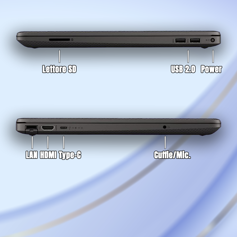 Notebook NUOVO HP • Cpu i5 1235U • 8 GB ram • 256 GB SSD • Sistema Operativo e Pacchetto Libre Office • Mouse e Cuffiette wireless