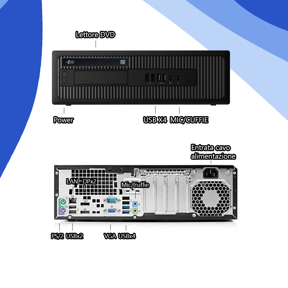 Hp 800 G1 I7 • i7-4790 • 16 GB ram DDR3 • 512 GB SSD • Windows 10 Pro e Libre Office• Pennetta Wi-Fi