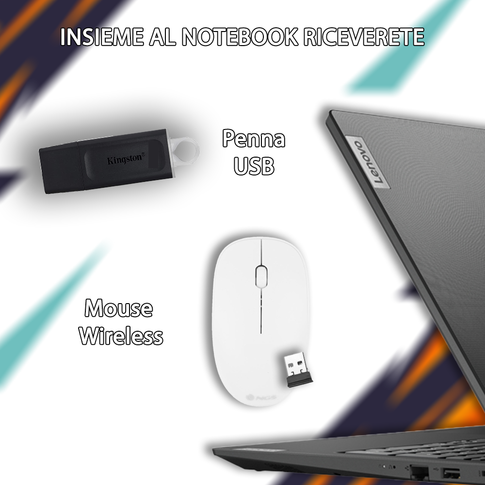 Notebook NUOVO Lenovo •Intel i5-1335U 2 GHz • 12 GB ram DDR4-SDRAM •756GB HSSD • Sistema Operativo e Pacchetto Libre Office • Mouse e Pendrive