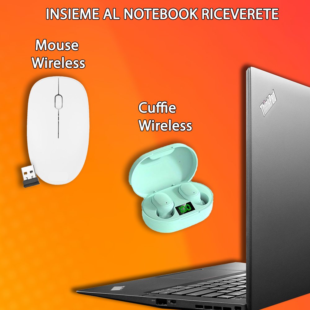Notebook Lenovo x1 Carbon (RICONDIZIONATO) • Intel i7™ • 8 GB ram • 256 GB SSD • Windows 10 Pro e Pacchetto Libre Office • CUFFIETTE E MOUSE WIRELESS