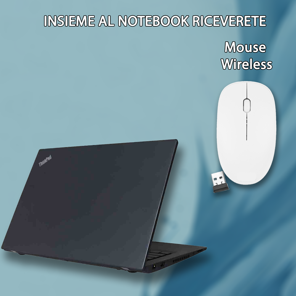 Notebook Lenovo T450 (RICONDIZIONATO) • Intel I5 • 8 GB ram • 256 GB SSD • Windows 11 Pro e Pacchetto Libre Office 2021 • MOUSE WIRELESS