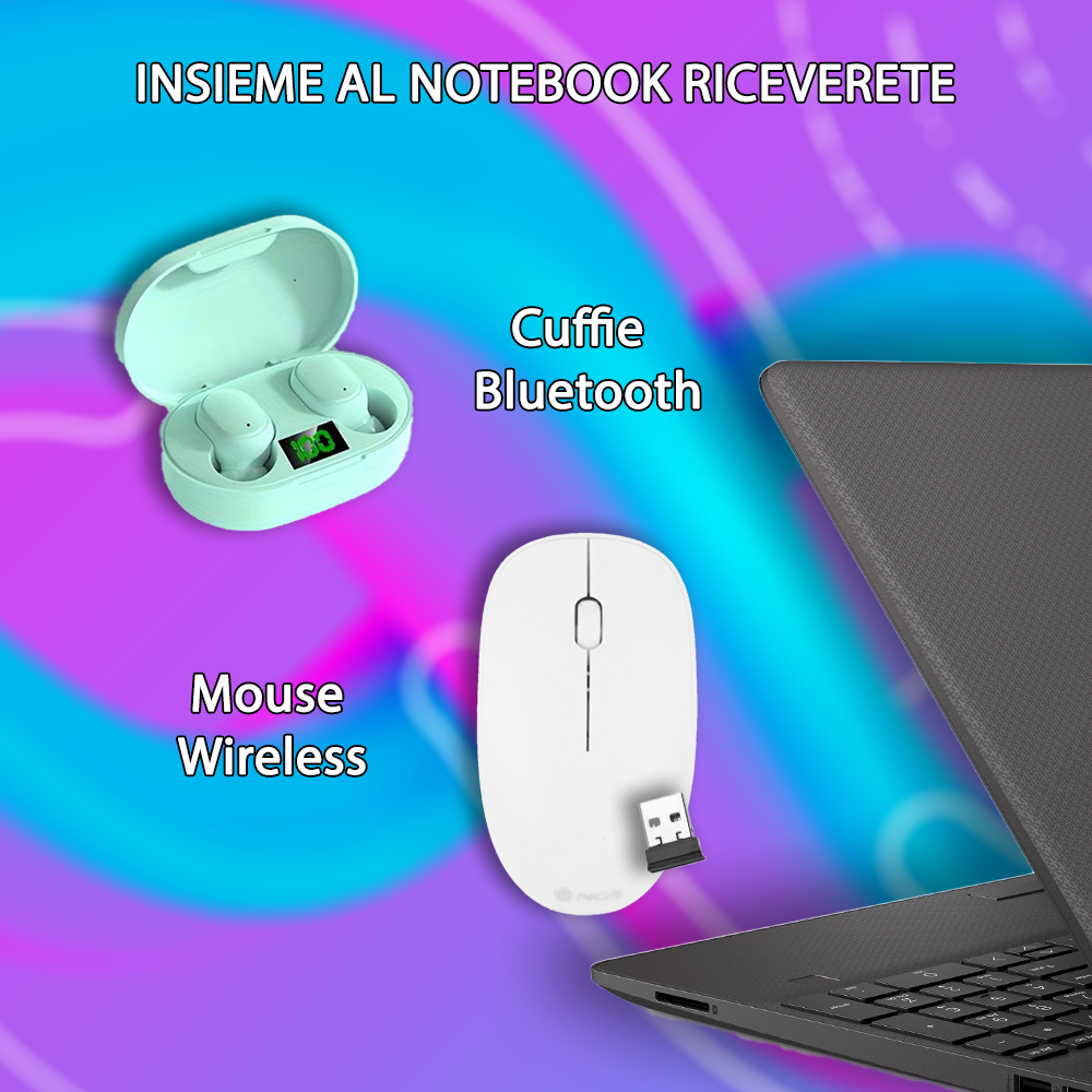 Notebook NUOVO HP • Cpu i7 1235U • 8 GB ram • 256 GB SSD • Windows 11 Pro e Pacchetto Office 2021 Mouse e Cuffie Wireless