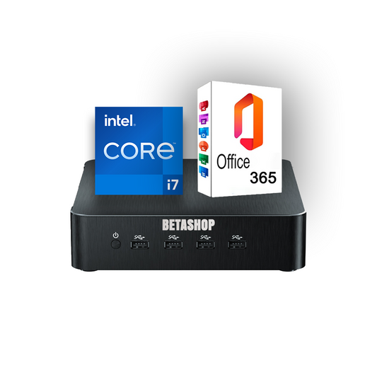 Betashop Mini PC 16GB DDR4 + 1000 GB SSD, Mini Computer, Intel core i7 (3.0GHz), Gigabit Ethernet,HD, Wi-Fi, BT Office 365 Desktop PC