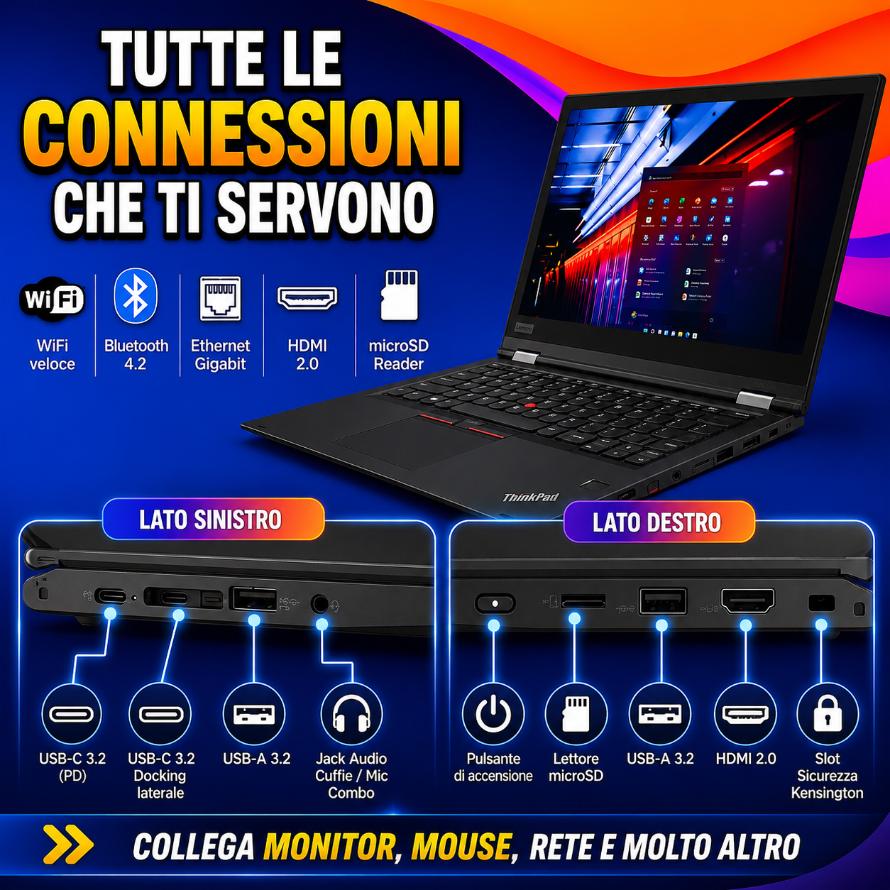 Lenovo ThinkPad Yoga x390 UPC: 195891447314  TouchScreen Pieghevole Full HD Intel Core i5-8th 256GB SSD 8GB RAM DDR4 Windows 11 Pro con mouse e penna stilo in omaggio! (ricondizionato)