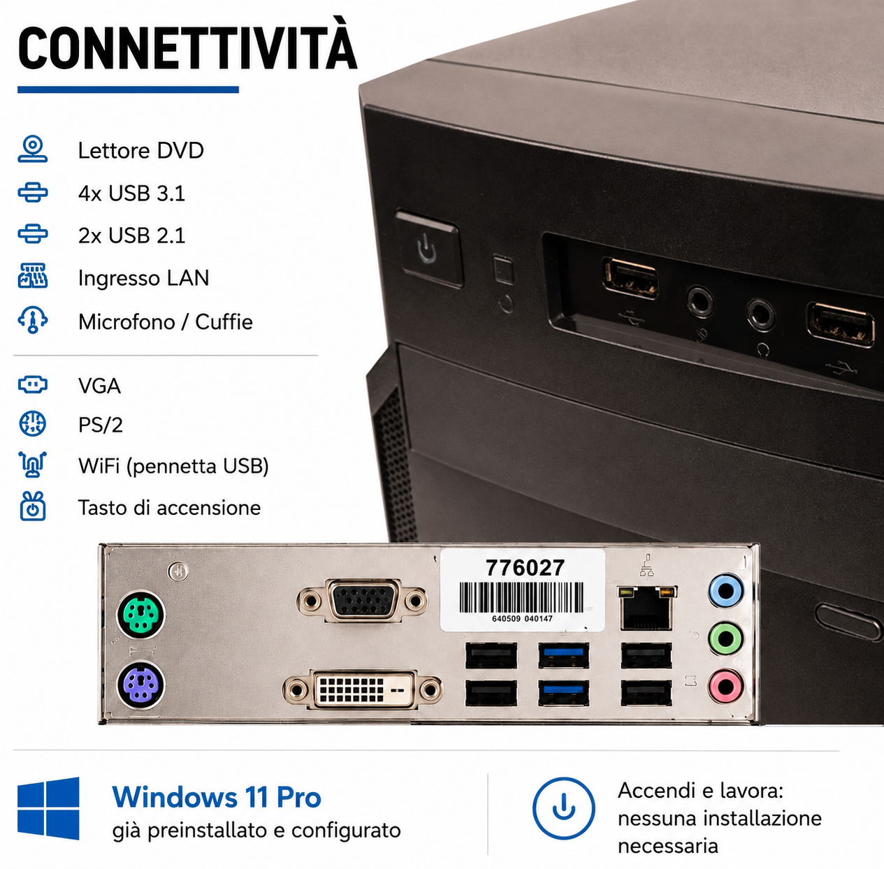 Betashop Computer EAN:8052219930175 NUOVO HD Intel® i5 • 16 GB DDR4-SDRAM • 256 GB SSD storage + 756 HDD • Sistema Operativo
