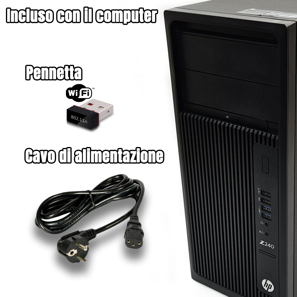 HP Workstation Z240 PC RICONDIZIONATO, Processore core i7-6700K, Memoria Ram 64GB, Disco 1500 GB (1000 SSD + 512 HDD), SCHEDA VIDEO NVIDIA QUADRO K2000 2GB DDR5, WIN 11 PRO + OFFICE 365