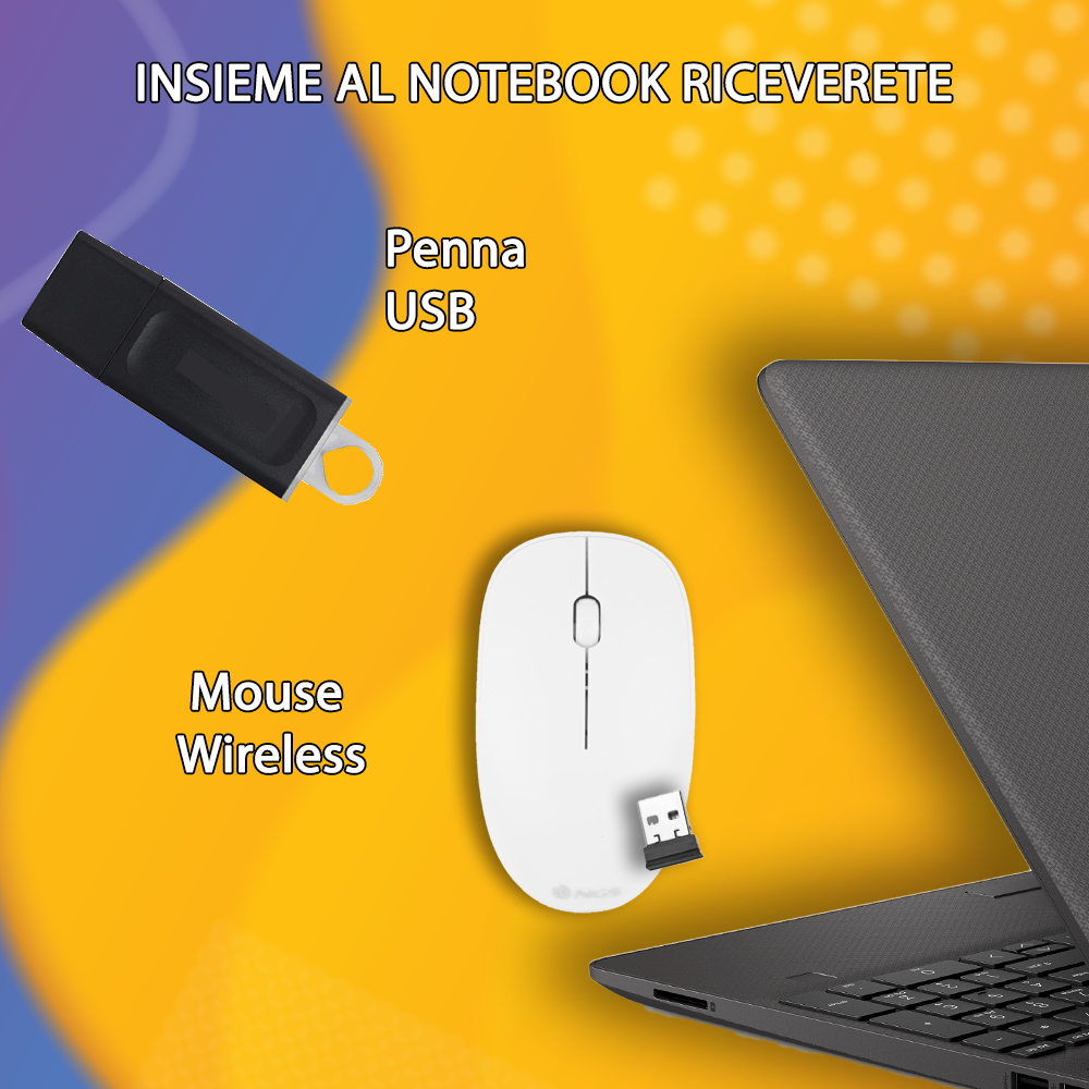 HP Notebook NUOVO • Ram 32Gb Ddr4 • Cpu Amd Ryzen 5 fino a 4,2 Ghz • 15,6" Full Hd • Wifi • Bluetooth • SSD NVME 128 + SSD 256 GB • SISTEMA OPERATIVO • MOUSE + PENNETTA USB