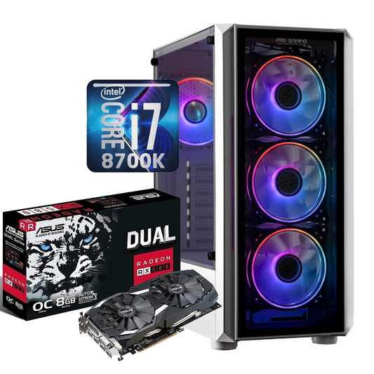 PC Gaming Fisso NUOVO pronto all'uso • Cpu intel core i7-8700 • 16GB RAM DDR4 • 500 GB SSD • Scheda grafica dedicata RX 580 8GB • Windows 11 Pro • Office 365 • Ideale per gaming • Garanzia 2 anni